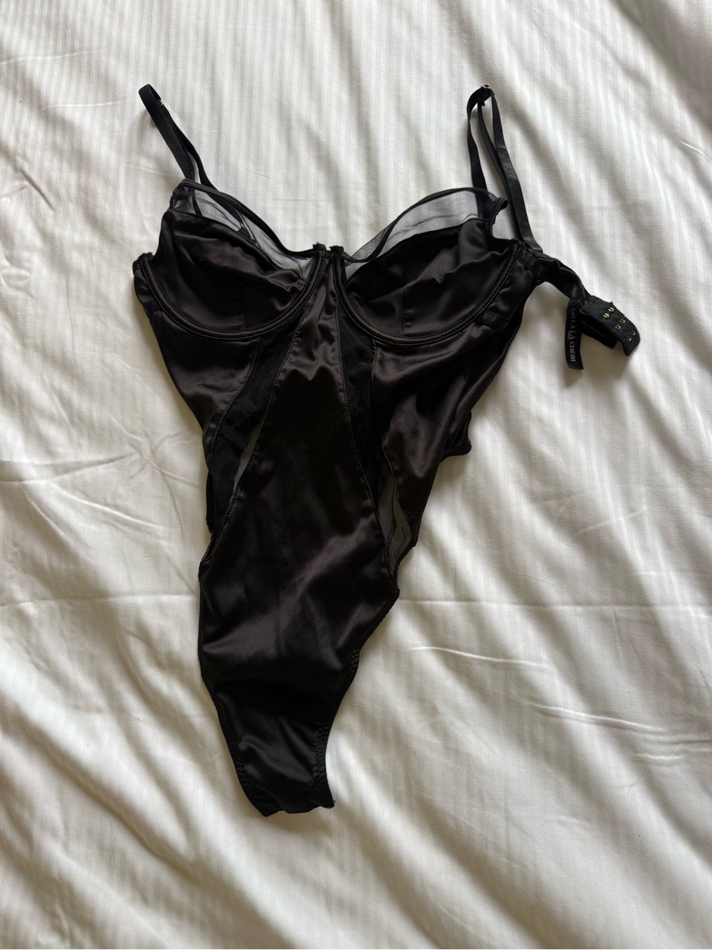 Black Satin Underwire Bodysuit